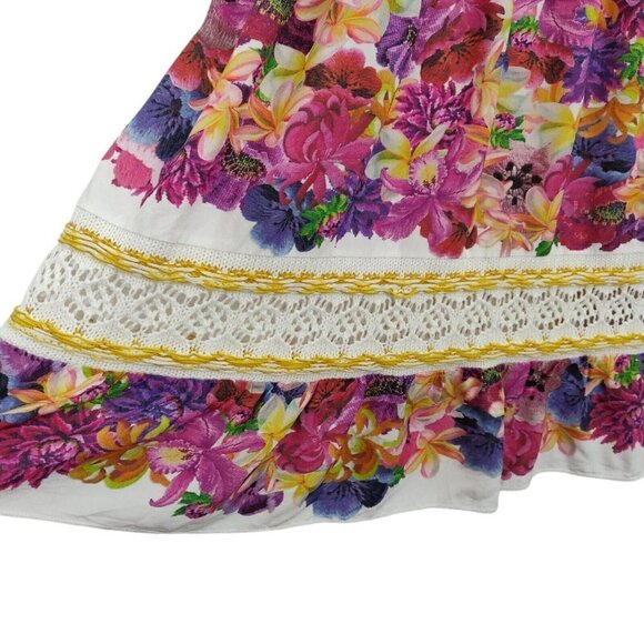 Cecilia Prado Maxi Peasant Skirt Size Small Floral Crochet Tiered Beachy Boho - Picture 9 of 12